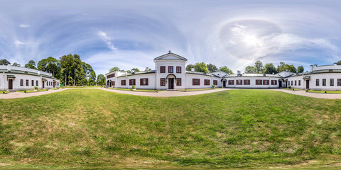 full seamless spherical hdri panorama 360 degrees angle view near restored castle equirectangular projection. VR AR content