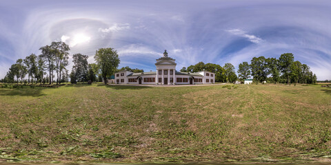 full seamless spherical hdri panorama 360 degrees angle view near restored castle equirectangular projection. VR AR content