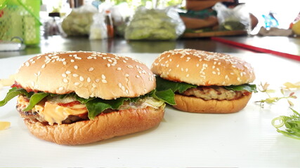 hamburger on a plate