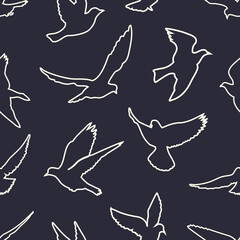 Birds silhouettes - flying seamless pattern