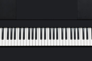 Music keyboard top view background. Concept banner
