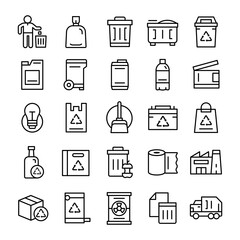 Set of Garbage icons with line art style.