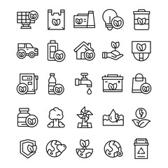 Fototapeta premium Set of Eco Green icons with line art style.