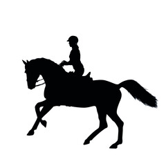 Silhouette Of Horseback Riding Or Equestrian Sport