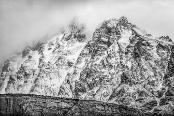 Black White Snow Mountains Grey Glacier Torres del Paine National Park Chile