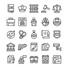 Set of Justice icons with line art style.