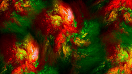Abstract beautiful fantastic space green and red background. Used for design and creativity, for screensavers.