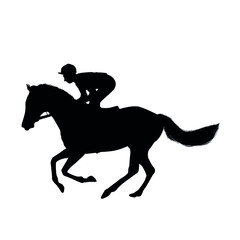 Obraz na płótnie Canvas Silhouette Of Horseback Riding Or Equestrian Sport