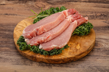 Raw pork steak for cooking