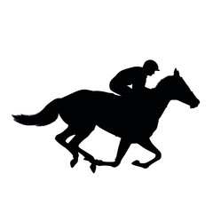 Obraz na płótnie Canvas Silhouette Of Horseback Riding Or Equestrian Sport