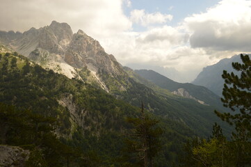 Stunning mountain landscape in the Valbona Valley in Albania