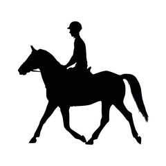 Fototapeta na wymiar Silhouette Of Horseback Riding Or Equestrian Sport