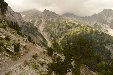 Stunning mountain landscape in the Valbona Valley in Albania