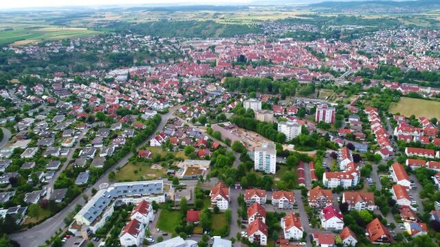 Aerial view Rottenburg am Neckar, Germany.