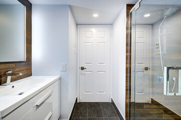 Real estate photography - Beautiful empty renovated apartment in an apartment building with...