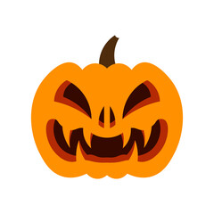 Halloween pumpkin icon. Colored cartoon drawing. Vector flat graphic illustration. The isolated object on a white background. Isolate.