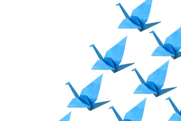 A blue origami bird decoration