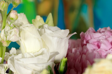 White roses in a bouquet