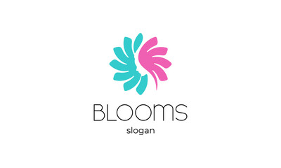 illustration vector graphic of modern, flat, simple, abstract mark, combination a blooms flower and a silhouette negative space woman face logo design