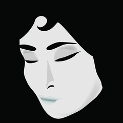 white mask on black background