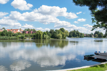 Svet, Trebon, Czech Republic, view summer old town pond water sunny day europe, blue sky tourism