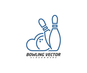 Bowling with Cloud logo template design vector, Illustration, Creative symbol, Icon