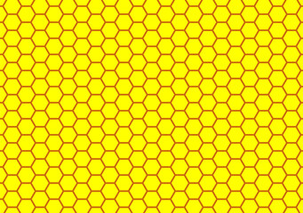 Honeycomb yellow background. Vector illustration of geometric texture. Seamless hexagons pattern.