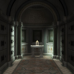 3d rendered crypt interior