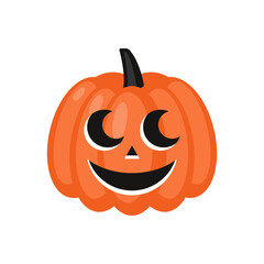 Cute Halloween jack o lantern pumpkin character. Flat style cartoon illustration