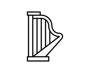 harph icon, harph icon vector, harph outline vection illustration icon, musical instrument icon, Musical instruments vector icon set
