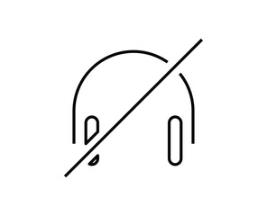 Sound mute icon, headphone mute vector illustration - Sound Off Icon Vector Design Flat Style Symbol, Mute Button Speaker Isolated On light Background
