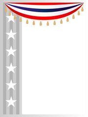 American flag symbols stars holiday background frame with empty space for your text.