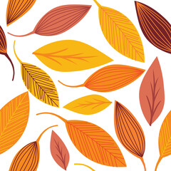 Seamless leaves for autumn design background, vector illustration