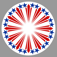 American decorative emblem logo sign with abstract USA flag symbols.