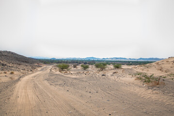 Dessert and Mountains with Dessert Road, Saudi Arabian Dessert