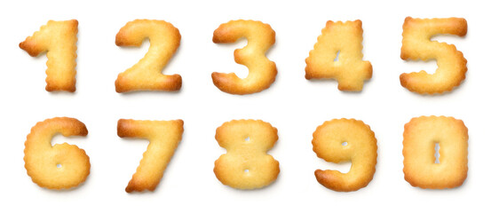 Numeric symbols biscuit Cookie isolated on white background. Clipping path.