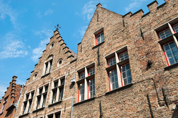 Fototapeta na wymiar Historic centre of Bruges, Houses, Belgium, Unesco World Heritage Site.