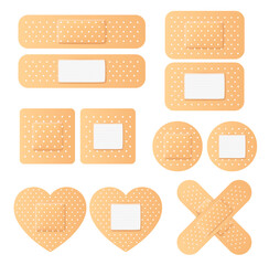 Vector realistic plaster adhesive tape bandage set