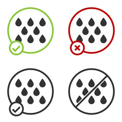 Black Water drop icon isolated on white background. Circle button. Vector.