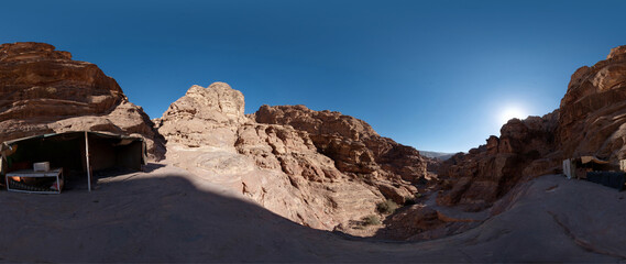 High Resolution 360 Panoramic HDR Images Taken in Petra (Wadi Mousa) and it's most famous historical landmarks, Suitable for AR VR or creating textures for desert environment
