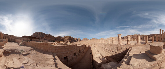 High Resolution 360 Panoramic HDR Images Taken in Petra (Wadi Mousa) and it's most famous historical landmarks, Suitable for AR VR or creating textures for desert environment