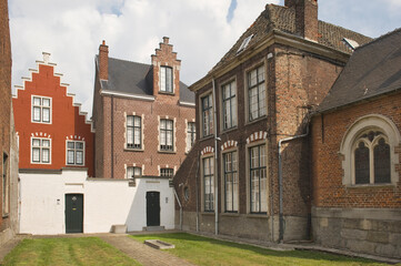 Fototapeta na wymiar Small beguinage Onze-Lieve-Vrouw ter Hoye (Petit béguinage Notre-Dame de Hoye), Gent, Belgium, Unesco World Heritage Site.