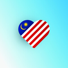 vector illustration of malaysia flag with love shape. good for design element, campaign, malaysia day, promotion, etc.