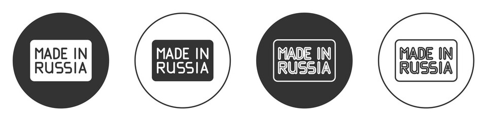Black Made in Russia icon isolated on white background. Circle button. Vector.
