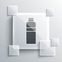 Grey Fitness shaker icon isolated on grey background. Sports shaker bottle with lid for water and protein cocktails. Square glass panels. Vector.