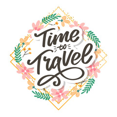 Calligraphic Writing lettering Time to Travel vector illustration