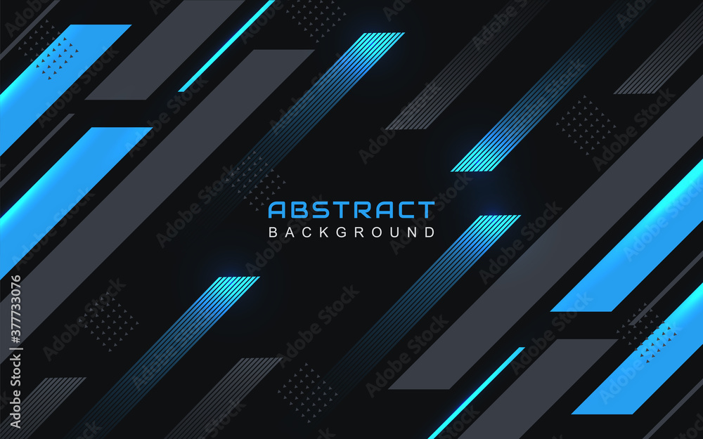 Aufkleber abstract blue and black shapes overlapping layers on black background. vector design template for us