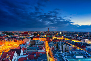 Amazing cityscape of Wrocław at night. Poland