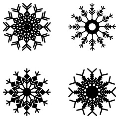 Black snowflakes isolated on white background. Winter christmas decoration. Paper decoration template for scrapbooking, laser cutting, cut out printers, wood.
