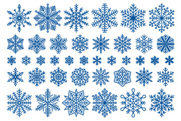 Snowflakes icons. Cold snow, christmas decoration ornaments and  snowflake crystal vector symbols set